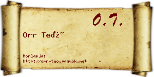 Orr Teó névjegykártya
